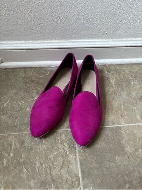 Kurt Geiger Women's Fuchsia Suede Pointed Slip-On Loafers